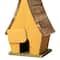 Glitzhome® 9.5" Yellow Distressed Wood Birdhouse with Leaves